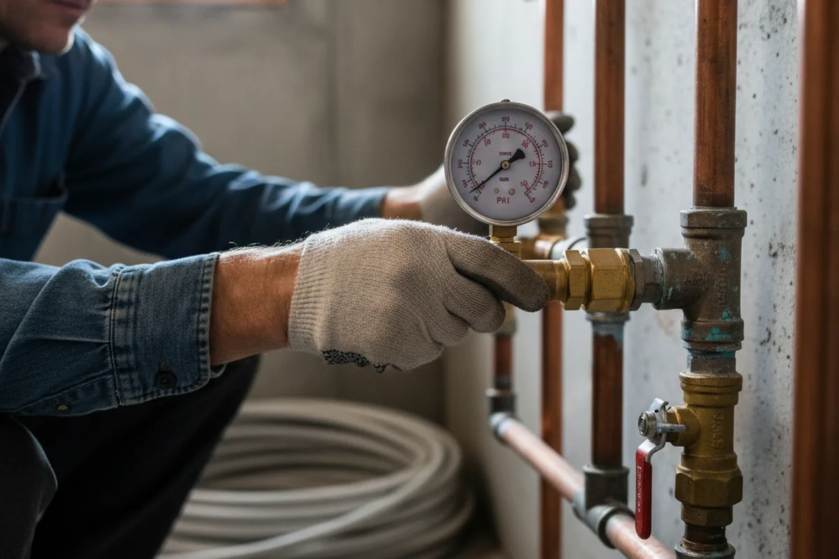 Pressure testing a repaired line during Water Line Repair in Cayucos